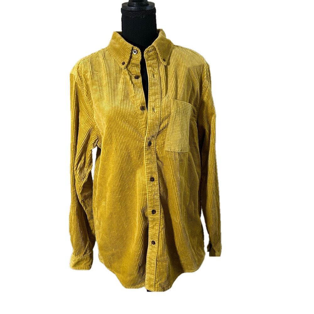 Houston White Adult Woven Cord Button-Down Shirt Yellow S